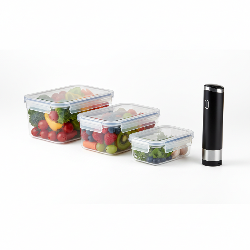 Vacuum Seal Food Storage Container Set with 3 containers and vacuum pump